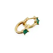 ANYCO Earrings Gold Plated Green Luxury Square CZ Round Ear Buckle For Women Girl Teen Chic Fashion Stylish Accessories Jewelry Gifts