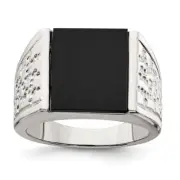 Sterling Silver Rhodium-plated Onyx Ring Size 9 for Men's 10.8gm
