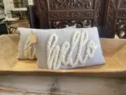 Mud Pie “Hello” Throw Pillow, Farmhouse, Decorative Pillow, Cottage