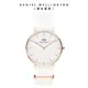 Daniel Wellington 手錶 Classic Dover 36mm純淨白織紋錶-白錶盤-玫瑰金框(DW00100309)