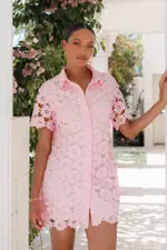 [PUP3] Tallie Button Up Mini Dress - Pink 4 Pink