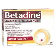 Betadine Sore Throat Anaesthetic Lozenges Honey & Lemon 16 Pack