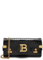 Balmain B-Buzz Crocodile-effect Leather Clutch - Black ONE SIZE