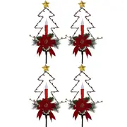 4Pcs Waterproof Metal Solar LED Tree Candle Lights Christmas Decorations Pathway Lights for Patio Yard Lawn Decor