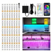 8 PCS RGB Under Cabinet Lighting Kit, App and Remote Control Strip Lights, Mu...