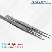 2Pc Tweezers Craft Jewelry Beauty Nail Art Hobby Picking Stainless Steel Tool 6"