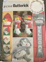 Butterick B4368 Sew Pattern Snowman Stuffed Holiday Décor Christmas Pillow Craft