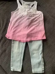 BNWT Jeans and Tanktop Bundle Girl Toddler Size 2 (18 Months To 24 Months)