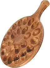 US Wood Deviled Egg Platter Hold 24 Deviled Egg Tray 11.8×15.7×0.39 Inch Deviled Egg Holder Round Charcuterie Board Egg Serving Tray Round Cutting and Serving Board for Home Kitchen Refrigerator