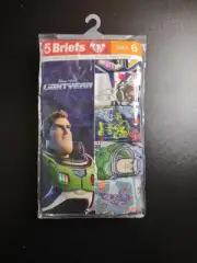 5 Pack Disney Pixar Lightyear Boys Briefs Size 6 New Underwear 100% cotton