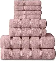 GC GAVENO CAVAILIA 8 Piece Egyptian Cotton Towels - Quick Dry Highly Absorbent Bathroom Towel Bale - (4 Face Towel + 2 Hand Towel + 2 Bath Towel) - Blush Pink