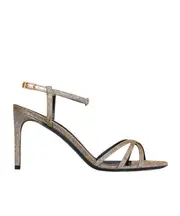 CELINE SOIR SANDAL in IRIDESCENT FABRIC 37.5,37 gold/silver