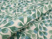Isobel Stylized Leaf Floral Belgian Linen Print Fabric- Budding Bulbs Palm 3.2yd