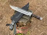 Handmade Rescue Pommel Rambo Style Hand Forged Knife With Leather Sheath