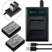 2Pcs LP-E10 Battery +LCD Dual Charger For Canon EOS 1100D Kiss X50 X70 X80 X90