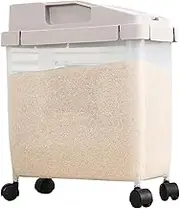 Rice Storage Container with Wheels, 20lbs Airtight Dog Food Storage Container with Airtight Box and Cup, Plastic Food Bins for Storing, Coffee Beans, Oatmeal, Cereals