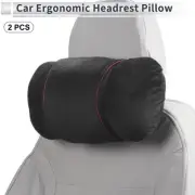 Car Headrest Pillow Flannel, Memory Foam Black 2 Pcs for Driving Travel