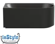 Capri- 1700mm Back To Wall Fluted Freestanding Bath-Left Hand Corner- MATT BLACK