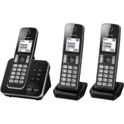 3pc Panasonic Cordless Digital Handset Phone/Telephone w/Answering Machine Black
