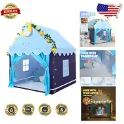 Spacious Indoor Kids Play Tent with Star Lights & Mat - Magical Gift for Girls