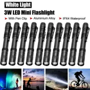 2/4pcs White LED Flashlight Clip Mini Light Penlight Portable Pocket Pen Torch