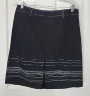 Ann Taylor Skirt Navy Blue Stretch Pull On Skirt Kick Pleat Womens Size 8P NWT