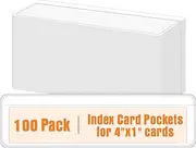 Meetory Clear Label Holder Adhesive Pockets Shelf Tag Index Card Plastic Draw File Cabinet Storage Bins Laber Holder for Bookself Business Kitchen (1.2x4.3‘’)