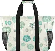 [sanluoli] Storage Bags Foldable Beach Bags Sandproof Canvas Car Tote Bag, Beige Dandelion, 1 size