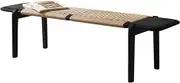 LYXWGRZD Wood Bench, Woven Dining Bench, Table Benches, Narrow Entryway Bench, Farmhouse Wood Bench, Kitchen Table Bench for Living Room, Dining Room, Hallway(Black)