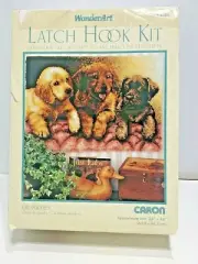 Wonder Art Lab Puppies Latch Hook Kit 4386 Caron 24x34 Complete in Box New