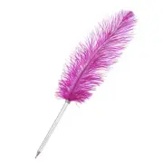 30cm/12" Feather Ballpoint Pen, 1 Pcs Ink Vintage Refined Plated Pen, Rose Red
