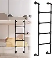 Black Wrought Iron Industrial Pipe Step Ladder for Basement Window Well Egress Attic Dorm Bunk Bed Wall Mounted Safety Climbing Ladder (160cm/63in) FANDIAO
