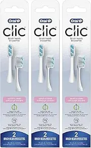 Oral-B Clic Toothbrush Sensitive Clean Replacement Brush Heads, White, 2 Count (Pack of 3)