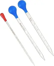 uxcell Graduated Dropper Pipettes Kit, 3 Pack 0.5ml/5ml/10ml Borosilicate Glass Pipette with Rubber Squeeze Bulb for Transfer Liquid for Lab, Chemistry