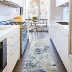 Blue Hallway Runner Soft Plush Corridor Rug Machine Washable Kitchen Mat 80x300c
