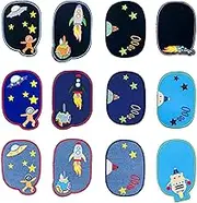 Iron On Fabric Knee Patches for Boys, Sew On Elbow Appliques for Clothing Repair and Decoration, 12PCS