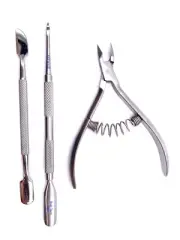 CUTICLE NIPPER CUTICLE PUSHER DUAL SIDED NAIL FILE 3 PC PODIATRIST INSTRUMENTS