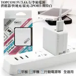 TOPCOM 5V/ 3.4A 行李箱雙USB快速旅充-白色