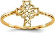 [JewelryWeb] 14k Yellow Gold Polished Irish Claddagh Celtic Trinity Knot Religious Faith Cross Ring Size 7.00 Band Style-Ring for Women