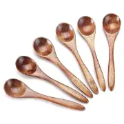 2X(Small Wooden Spoons, 6Pcs Wooden Teaspoon for Cooking Small Condiments Spoon,