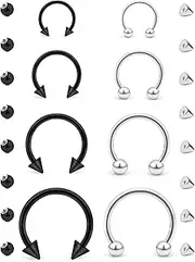 [Dyknasz] Septum Rings Surgical Steel Lip Rings 16G 14G Variety of Sizes Horseshoe Ring Nose Septum Ring Eyebrow Tragus Daith Helix Piercing Jewelry for Women Men