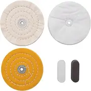 Tuperoymse 5Pcs 6 Inch Buffing Polishing Wheels for Bench Grinder with Polishing Compounds Kit, White and Yellow