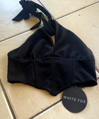 White Fox Black Bustier Halter Neck Love Never Stops Size S - New With Tags