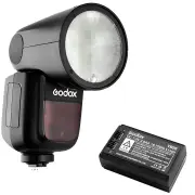 Godox V1 TTL Li-Ion Round Head Flash + VB26 Battery for Nikon