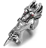 [Pidak] Metal Ring with Red Eyes Dragon Head Punk Gothic One Size Unprecious Metal, Not Gemstone, Unprecious metal, No Gemstone