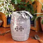 18" Silver Crackle Garden Stool