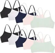 [René Rofé] 10 Pack Cotton Girls Training Bras - Racerback Crop Cami Training Bras for Girls