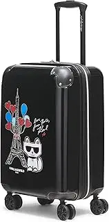 [Karl Lagerfeld Paris] Expandable Spinners Hardside Up in Paris Suitcase, Black, Black, Expandable Spinners Hardside Up in Paris Suitcase