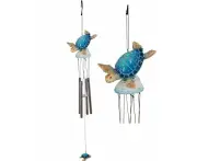 1pc 50cm Blue Turtle Resin Wind Chime Harmonious Melody 4 Tubed Hanging Decor Gift