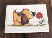 Whipper Snapper Wood Rubber Stamp CY866 Sweet Sniffs Of Spring Dog Hound Flower